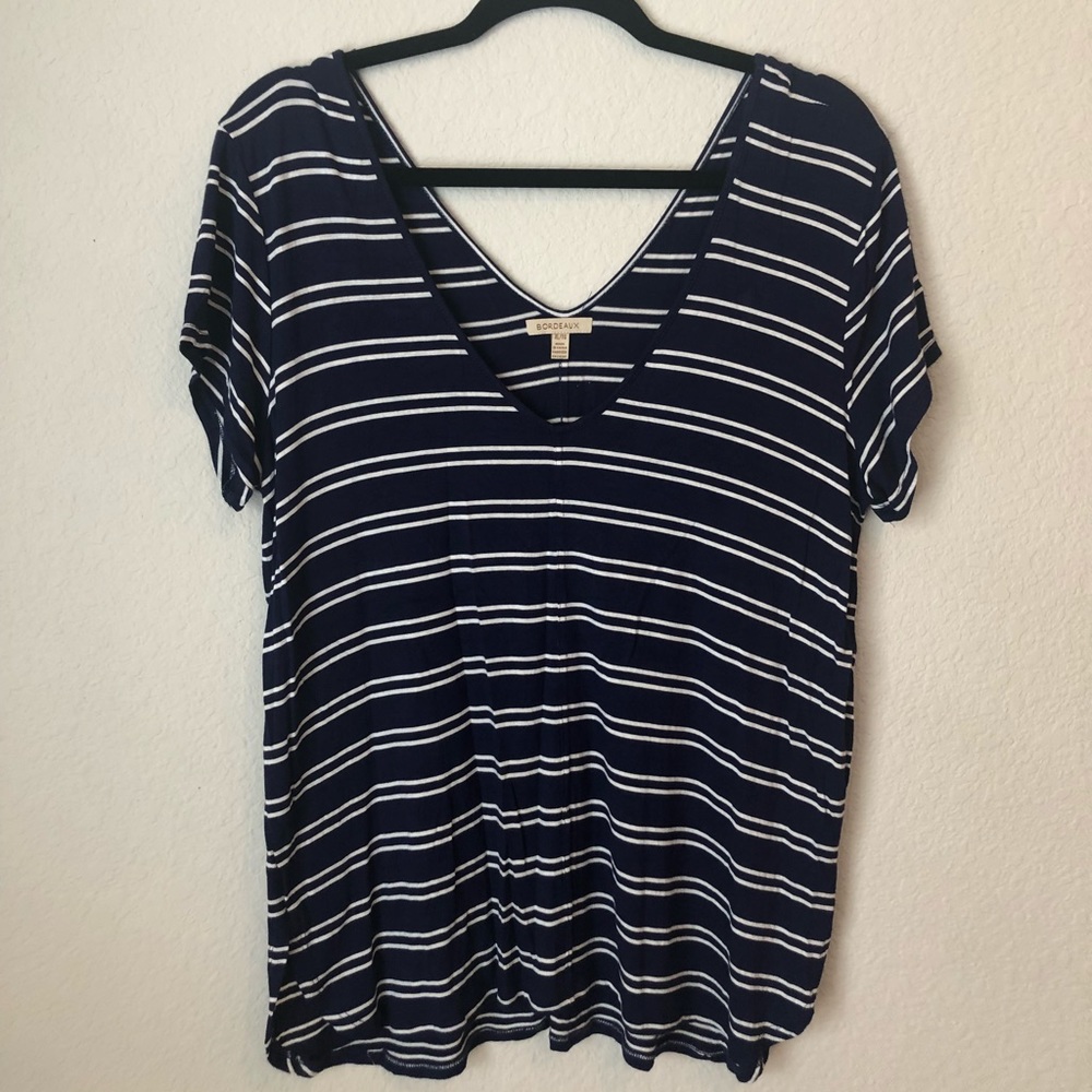 ANTHRO Navy and White Striped Top